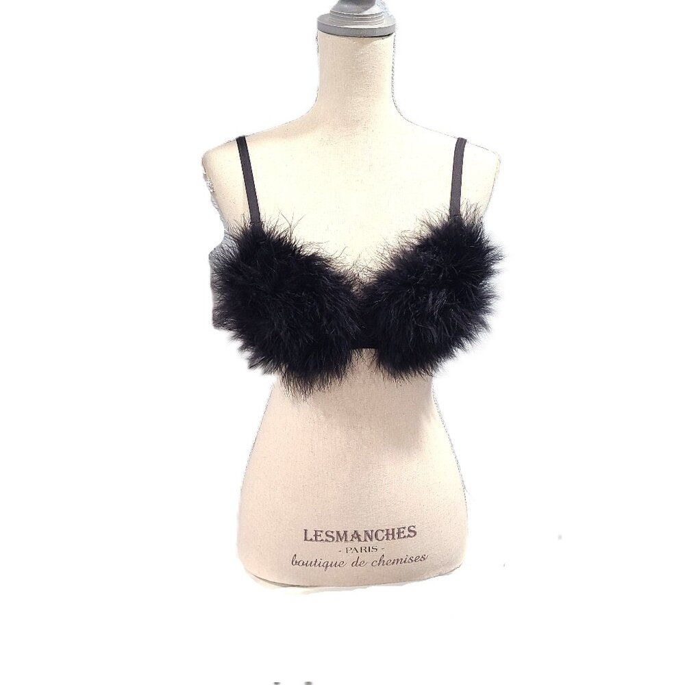 Papaya Black Small Feather Bra Lingerie Adult Sexy Padded Push Up N0625